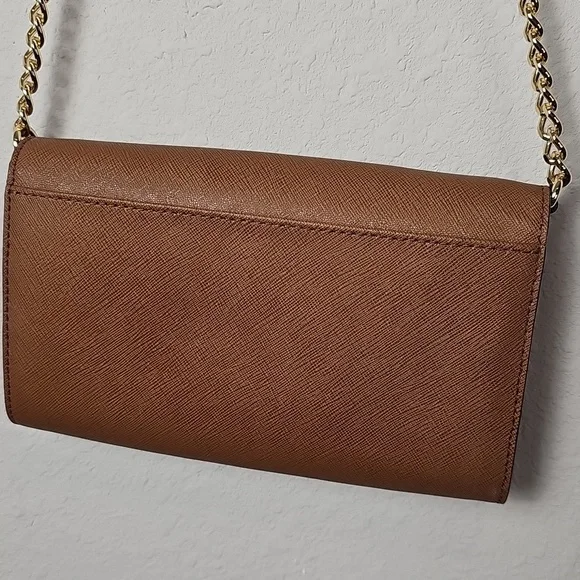 Michael Michael Kors Brown Leather Jet Set Travel Lg Phone Crossbody Bag NWT - Picture 7 of 9